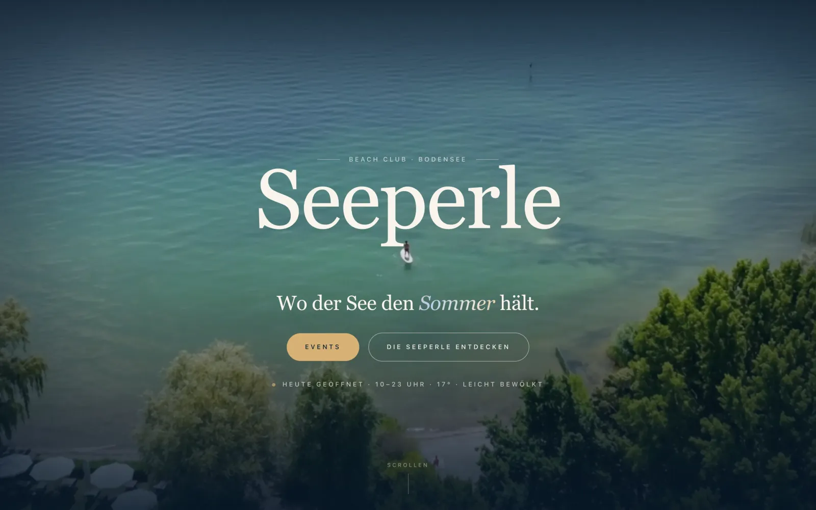 Screenshot der Website von Seeperle – Beach Club & Restaurant