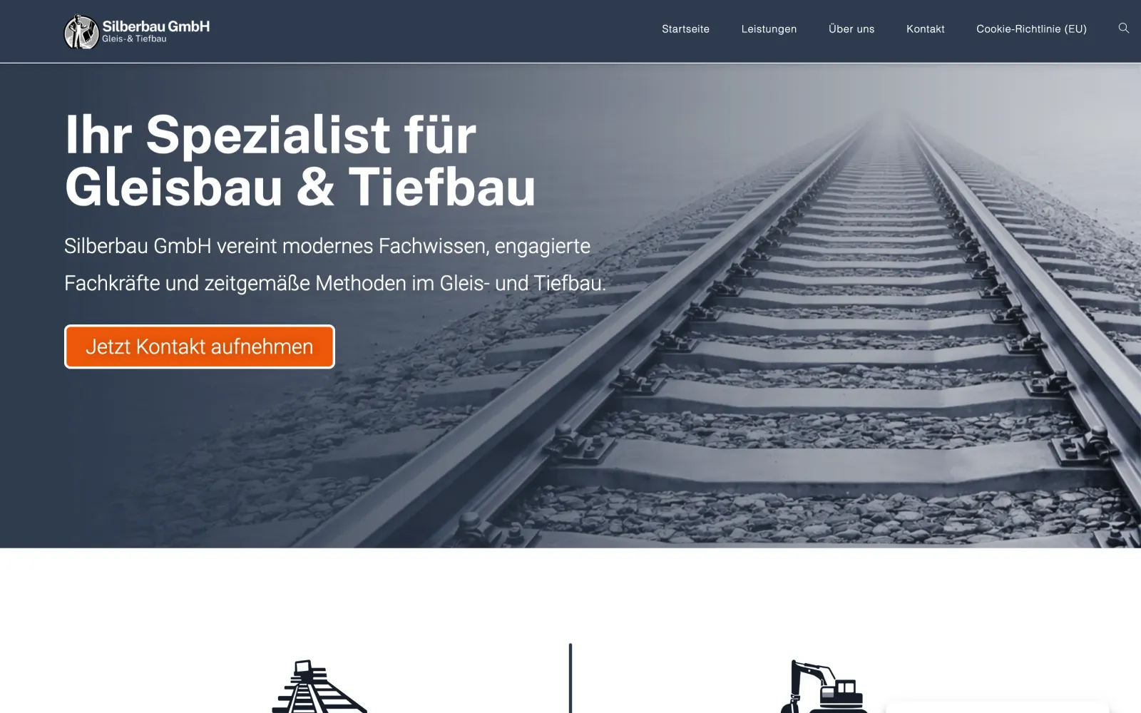 Screenshot der Website von Silberbau GmbH – Gleisbau & Tiefbau